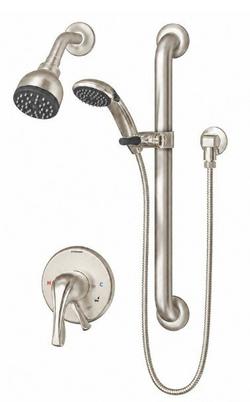 Single Handle Shower System with Showerhead, Hand Shower, Slide Bar, Shower Arm, Hose and Valve Trim in Satin Nickel (Trim Only)