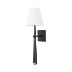 60W 1-Light 27-1/4 in. Wall Sconce in Vintage Gold Leaf with Textured Black