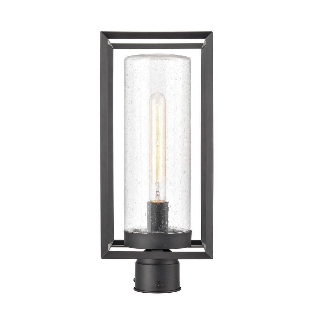 1-Light Outdoor Post Lantern in Powder Coated Black 