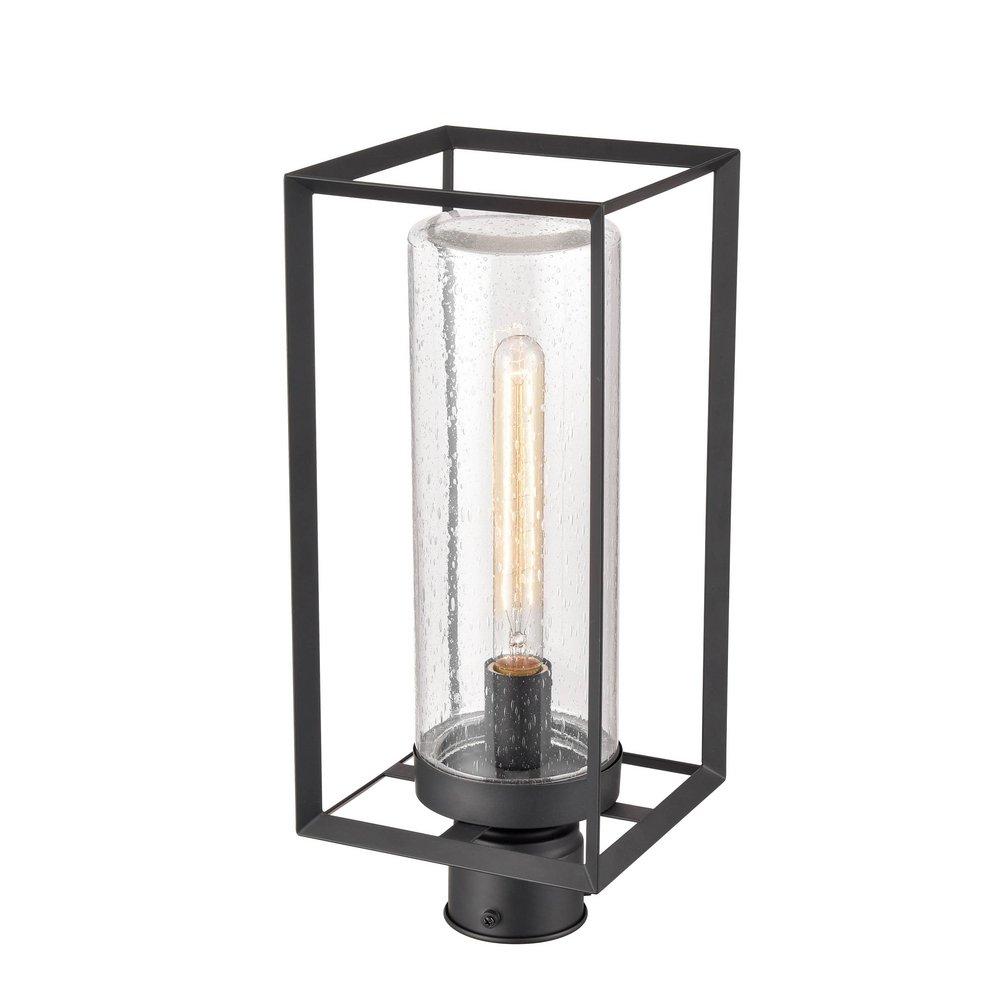1-Light Outdoor Post Lantern in Powder Coated Black 