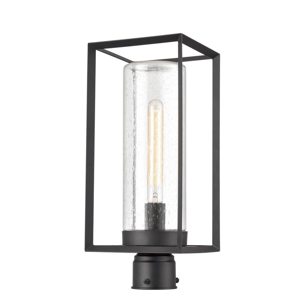 1-Light Outdoor Post Lantern in Powder Coated Black 