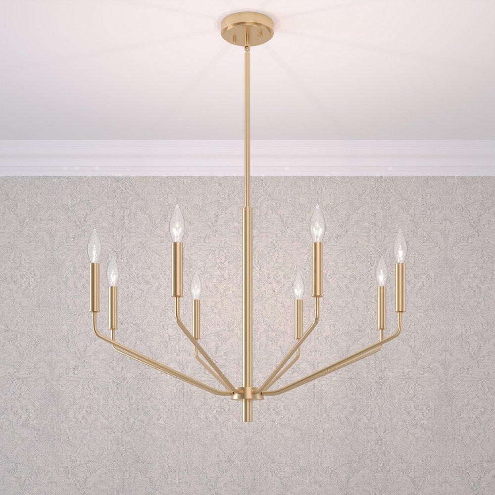 8-Light Chandelier Ceiling Light in Modern Gold 