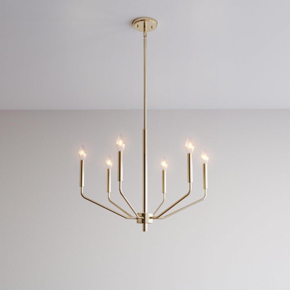 6-Light Chandelier Ceiling Light in Modern Gold 