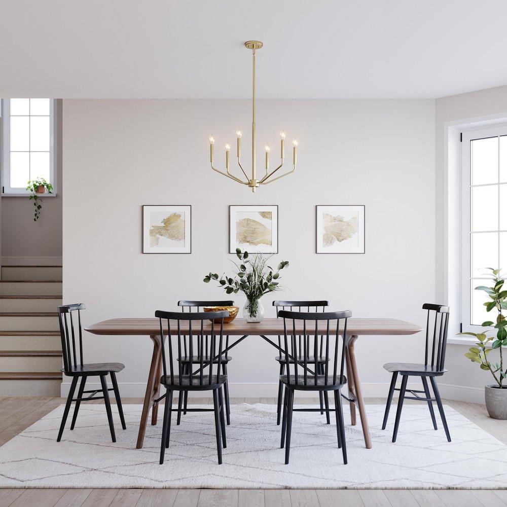 6-Light Chandelier Ceiling Light in Modern Gold 