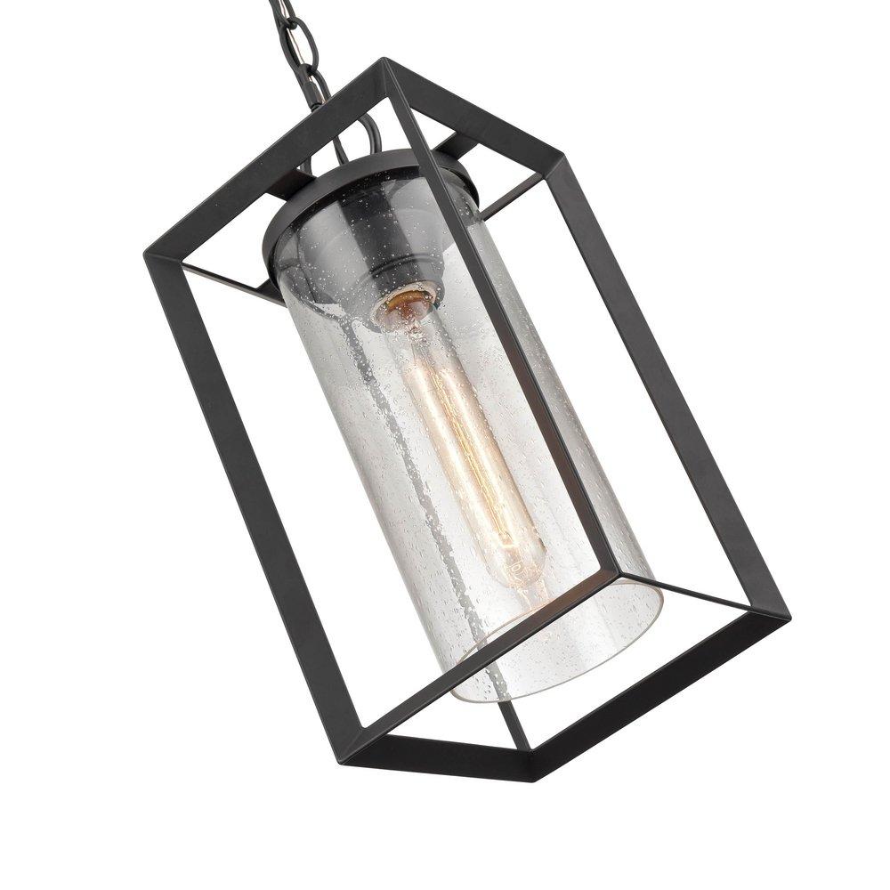 1-Light Outdoor Hanging Lantern in Powder Coated Black 