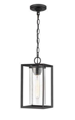 1-Light Outdoor Hanging Lantern in Powder Coated Black