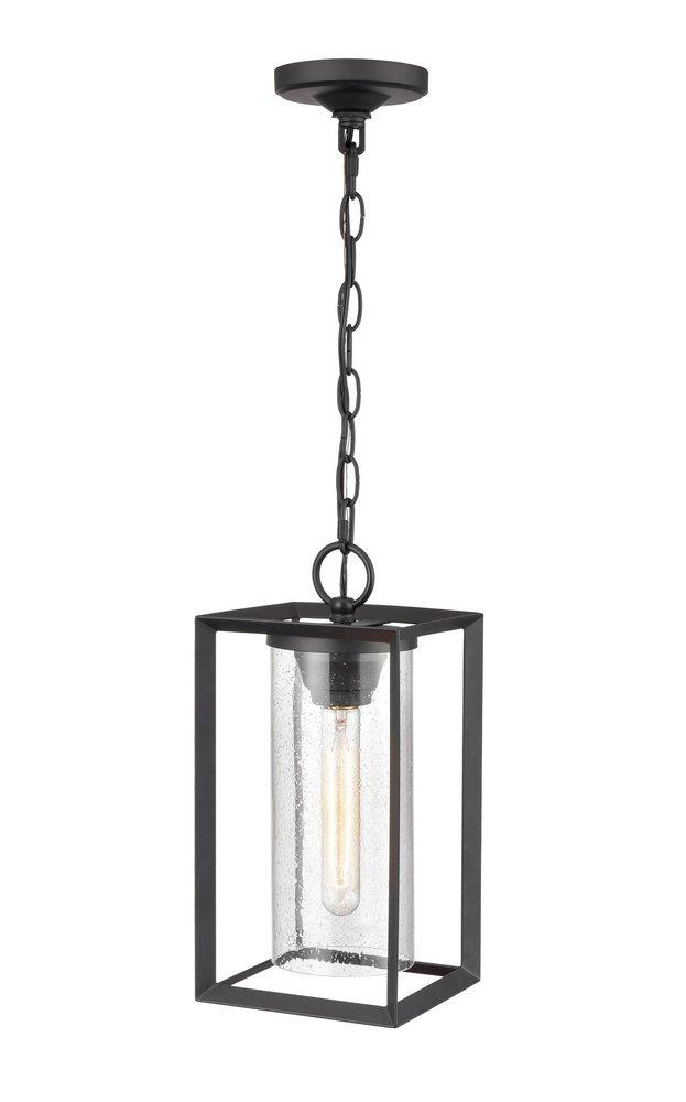 1-Light Outdoor Hanging Lantern in Powder Coated Black 