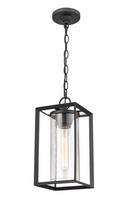 1-Light Outdoor Hanging Lantern in Powder Coated Black 