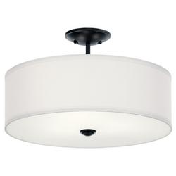 75W 3-Light Medium E-26 Incandescent Semi-Flush Mount Ceiling Fixture in Black