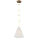 10in. Wide Pendant with Linen Shade in Hand-Rubbed Antique Brass