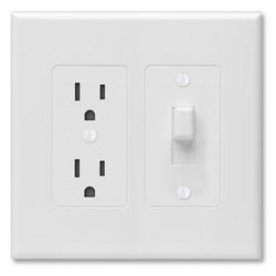 2-Gang Masque Decorator Duplex Toggle Wall Plate in White