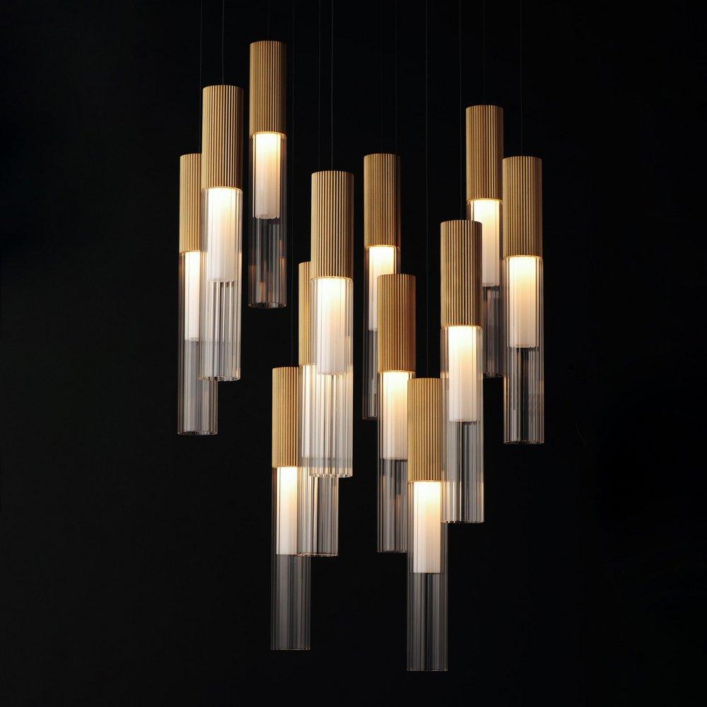 REEDS 12 LIGHT LED PENDANT GOLD 
