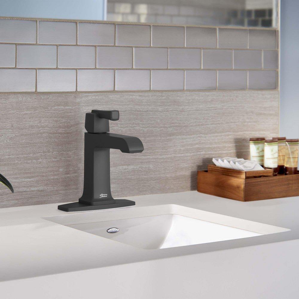 American Standard Matte Black Single Handle Monoblock Bathroom Sink Faucet 