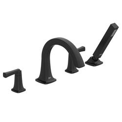 Two Handle Roman Tub Faucet with Hand Shower in Matte Black (Trim Only)