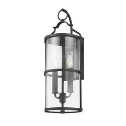60W 2-Light 20 in. Outdoor Wall Sconce in Textured Black