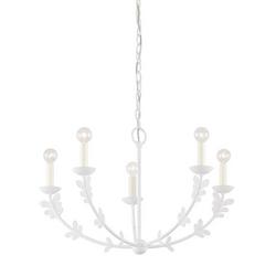 17-1/4 x 28 in. 60W 1-Tier 5-Light Incandescent Chandelier in Gesso White