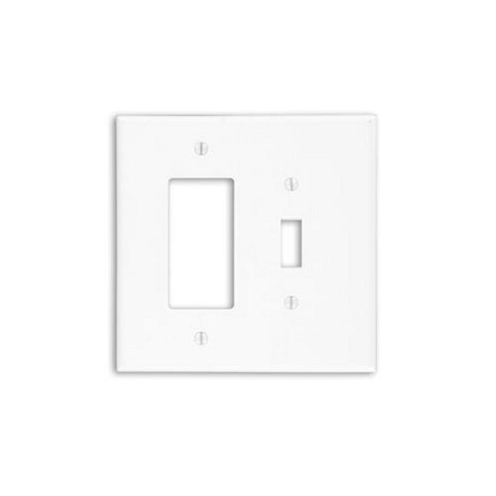 2-Gang Oversized Wall Plate &ndash; 1 Toggle & 1 Decora/GFCI, White Thermoset 