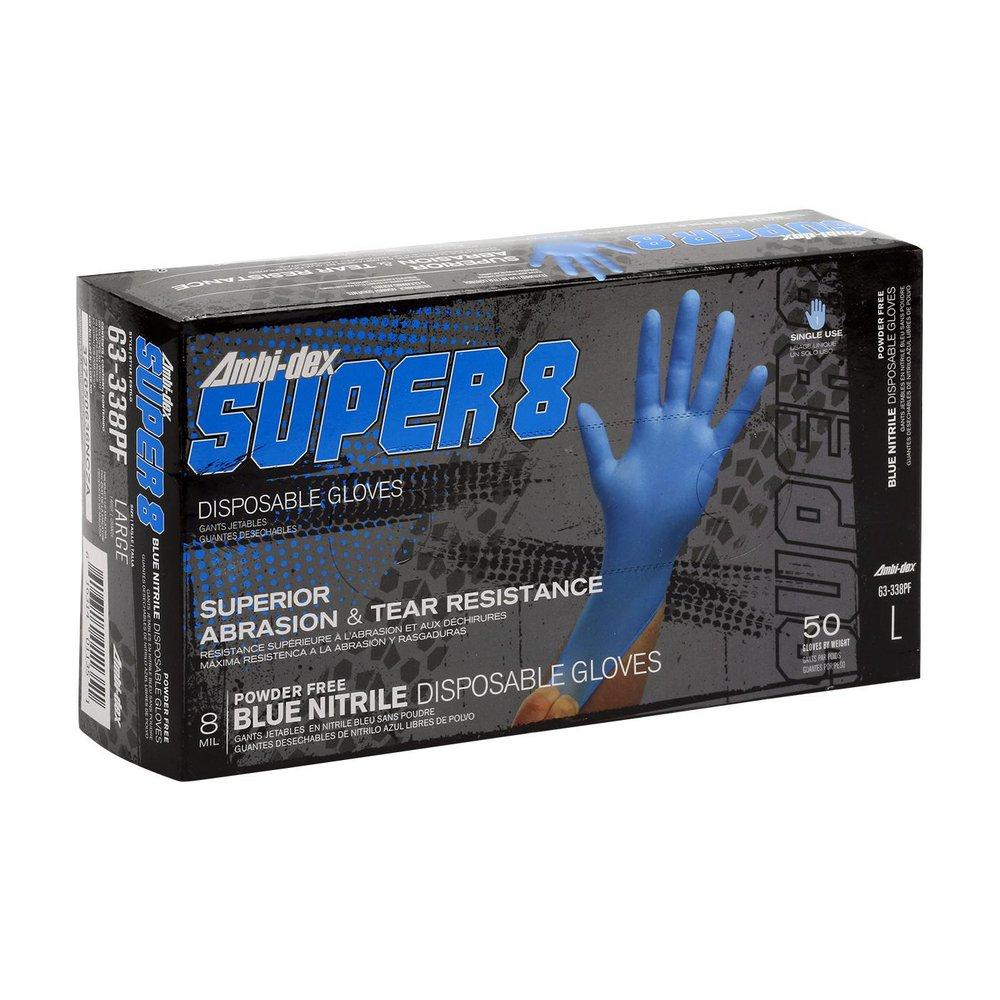 Ambi-Dex Nitrile Disposal Blue Glove 8M, XL (50/Box) 