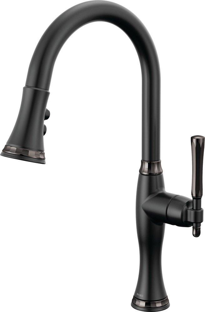 Brizo Matte Black/Brilliance&reg; Black Onyx Single Handle Pull Down Kitchen Faucet 