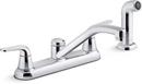 Two Handle Kitchen Faucet with Side Spray in Polished Chrome