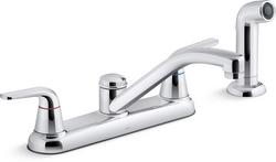 Two Handle Kitchen Faucet with Side Spray in Polished Chrome