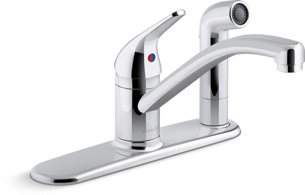 KOHLER Polished Chrome Single Handle Kitchen Faucet 