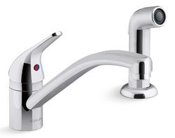 Single Handle Kitchen Faucet with Side Spray in Polished Chrome