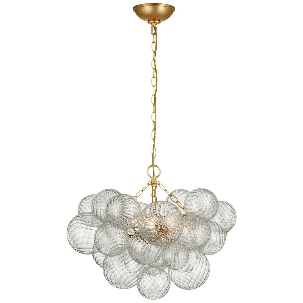 Visual Comfort & Co. Signature Gild/Clear Swirled Glass 17-3/4 x 24 in. 6.5W 1-Tier 3-Light LED Transitional Chandelier 