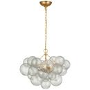 17-3/4 x 24 in. 6.5W 1-Tier 3-Light LED Transitional Chandelier in Gild with Clear Swirled Glass