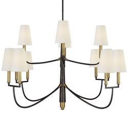 48-1/2 x 61-1/4 in. 40W 12-Light 2-Tier Transitional Chandelier in Bronze with Antique Brass