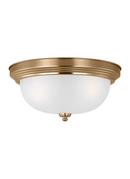 6-1/2 in. 60W 3-Light Traditional and Transitional Flush Mount Ceiling Fixture in Satin Brass