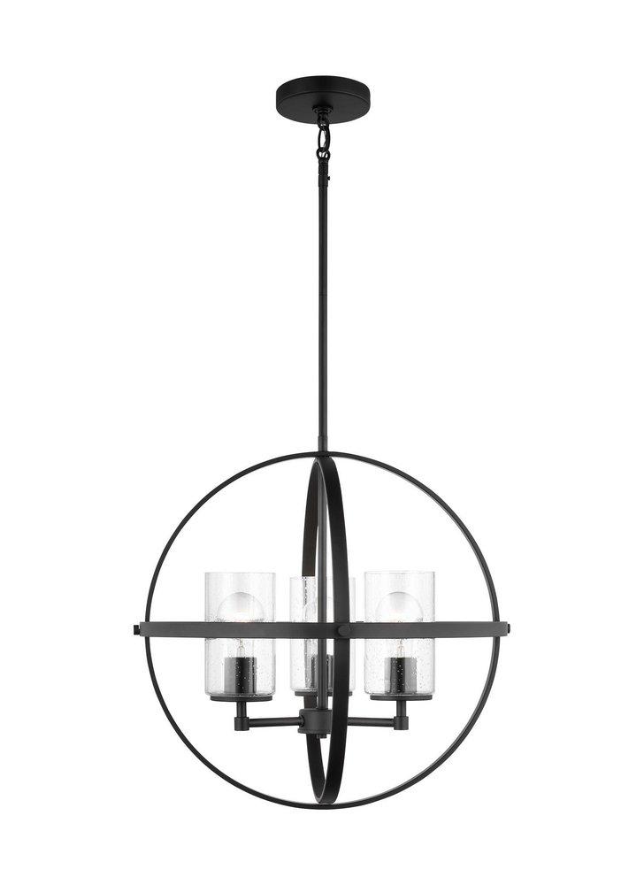 Visual Comfort & Co. Generation Lighting Midnight Black 18-3/4 in. 100W 3-Light Incandescent Contemporary and Transitional Chandelier 