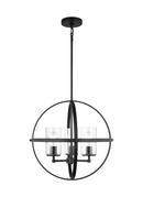 Visual Comfort & Co. Generation Lighting Midnight Black 18-3/4 in. 100W 3-Light Incandescent Contemporary and Transitional Chandelier 