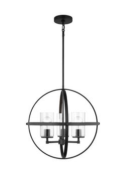 18-3/4 in. 100W 3-Light Incandescent Contemporary and Transitional Chandelier in Midnight Black