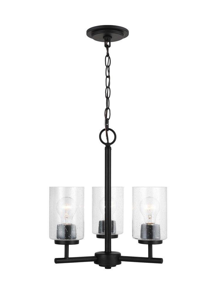 Visual Comfort & Co. Generation Lighting Midnight Black 16-1/2 x 15 in. 100W 1-Tier 3-Light Incandescent Contemporary Chandelier 