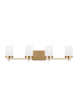 300W 4-Light Medium E-26 Vanity Fixture in Satin Brass