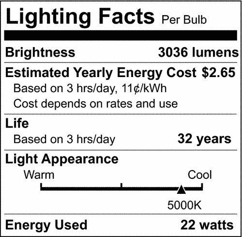 22 WATT LED HID REPLACEMENT 80 CRI 5000K MEDIUM BASE ECONOMY HI-PRO 