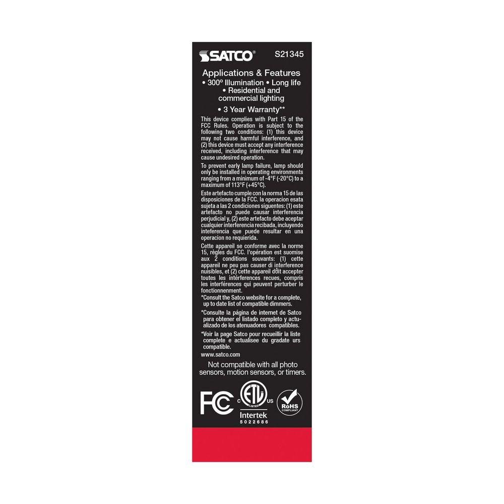 SATCO Soft White Dimmable LED Medium E-26 Bulb 