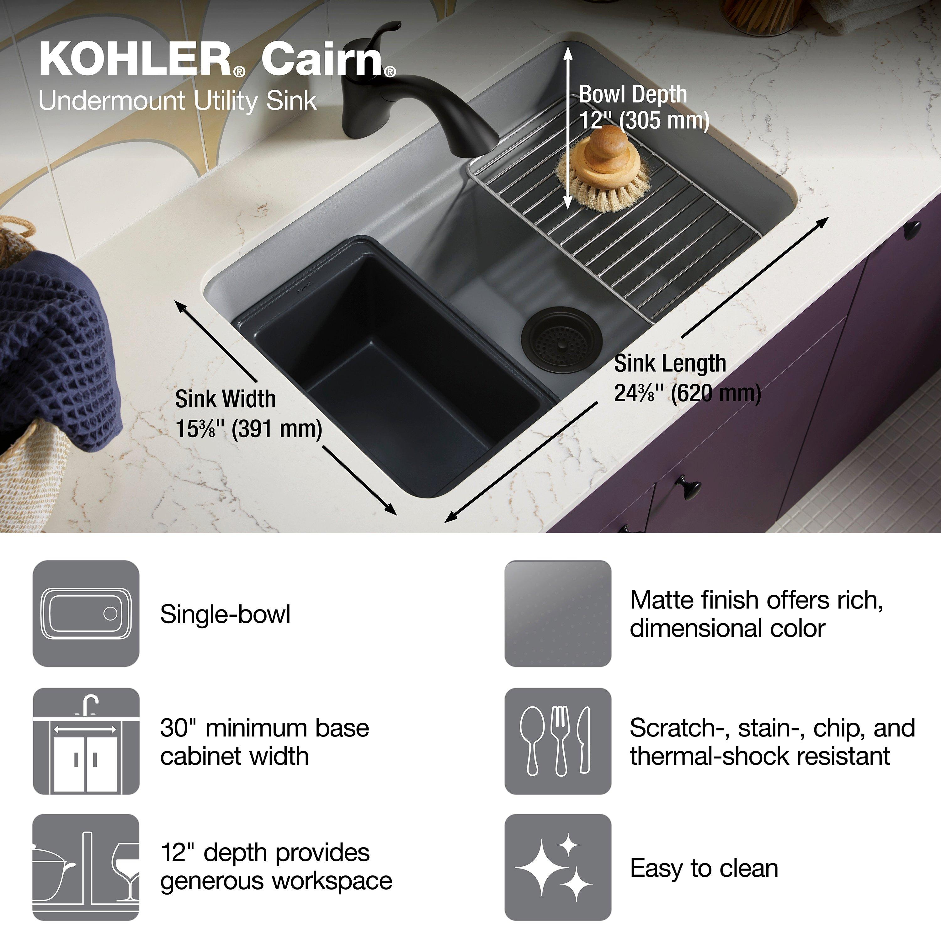 KOHLER Matte White 27-1/2 x 18-5/16 in. Undermount Laundry Sink 