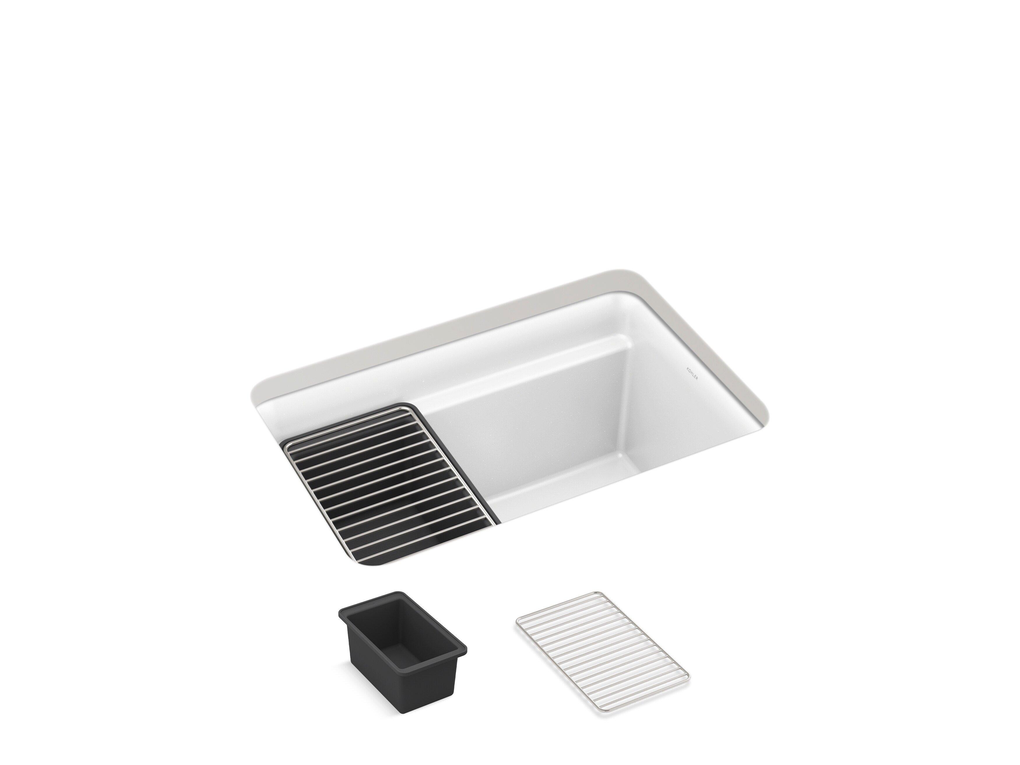 KOHLER Matte White 27-1/2 x 18-5/16 in. Undermount Laundry Sink 