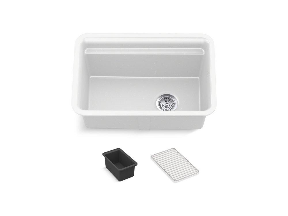 KOHLER Matte White 27-1/2 x 18-5/16 in. Undermount Laundry Sink 