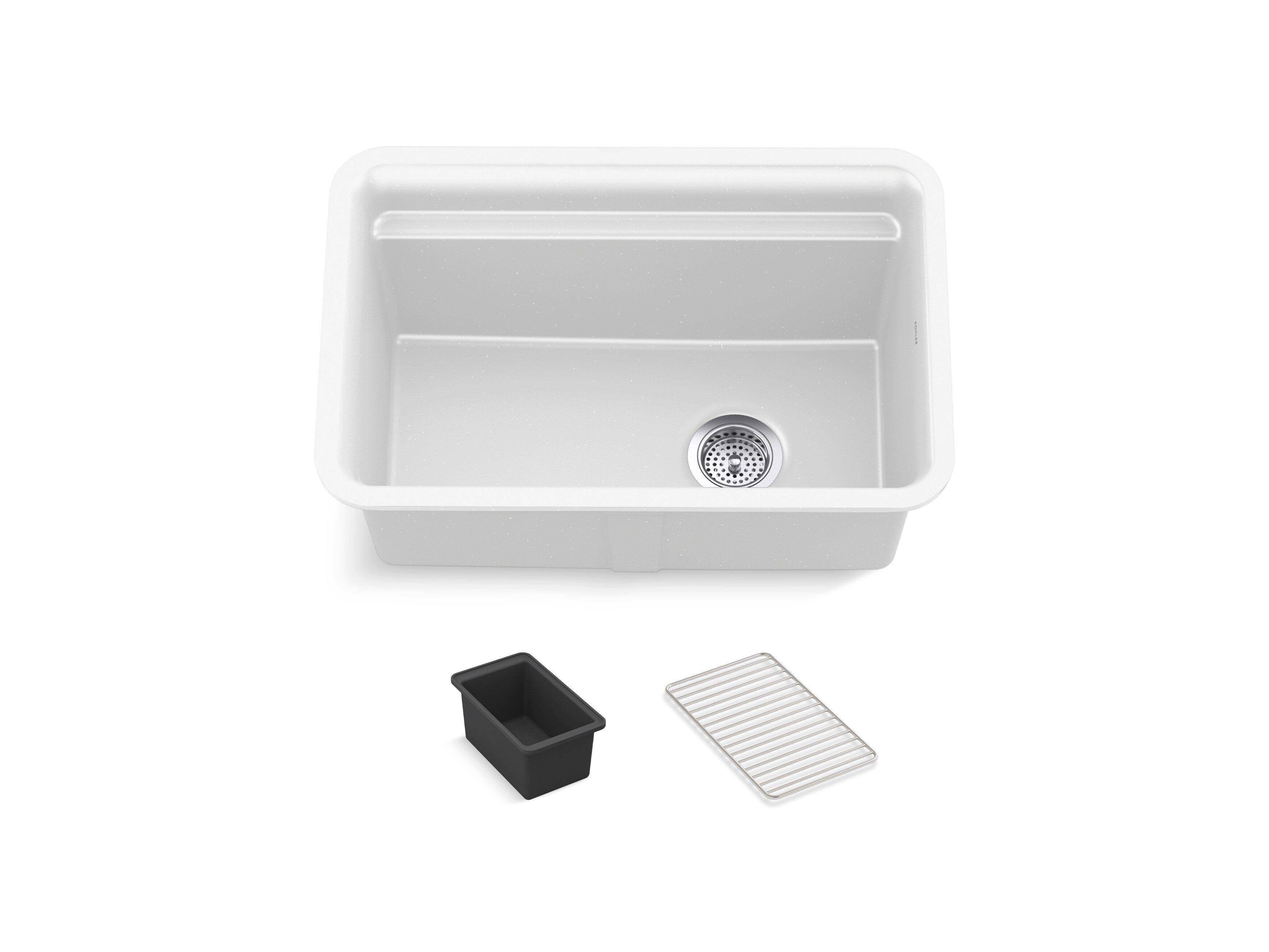 KOHLER Matte White 27-1/2 x 18-5/16 in. Undermount Laundry Sink 