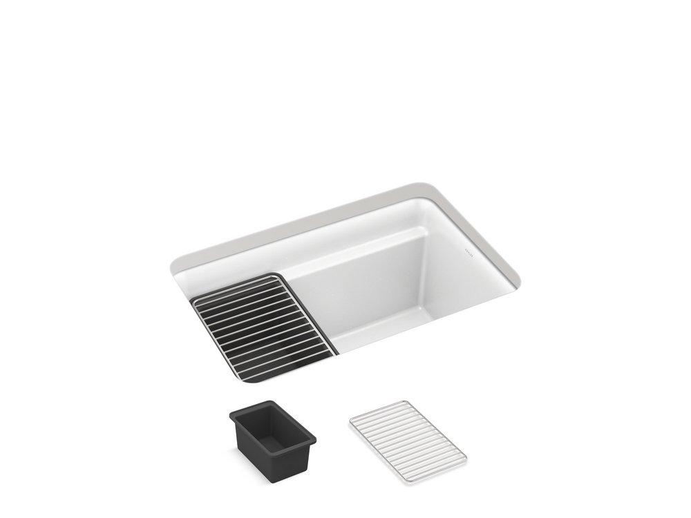 KOHLER Matte White 27-1/2 x 18-5/16 in. Undermount Laundry Sink 