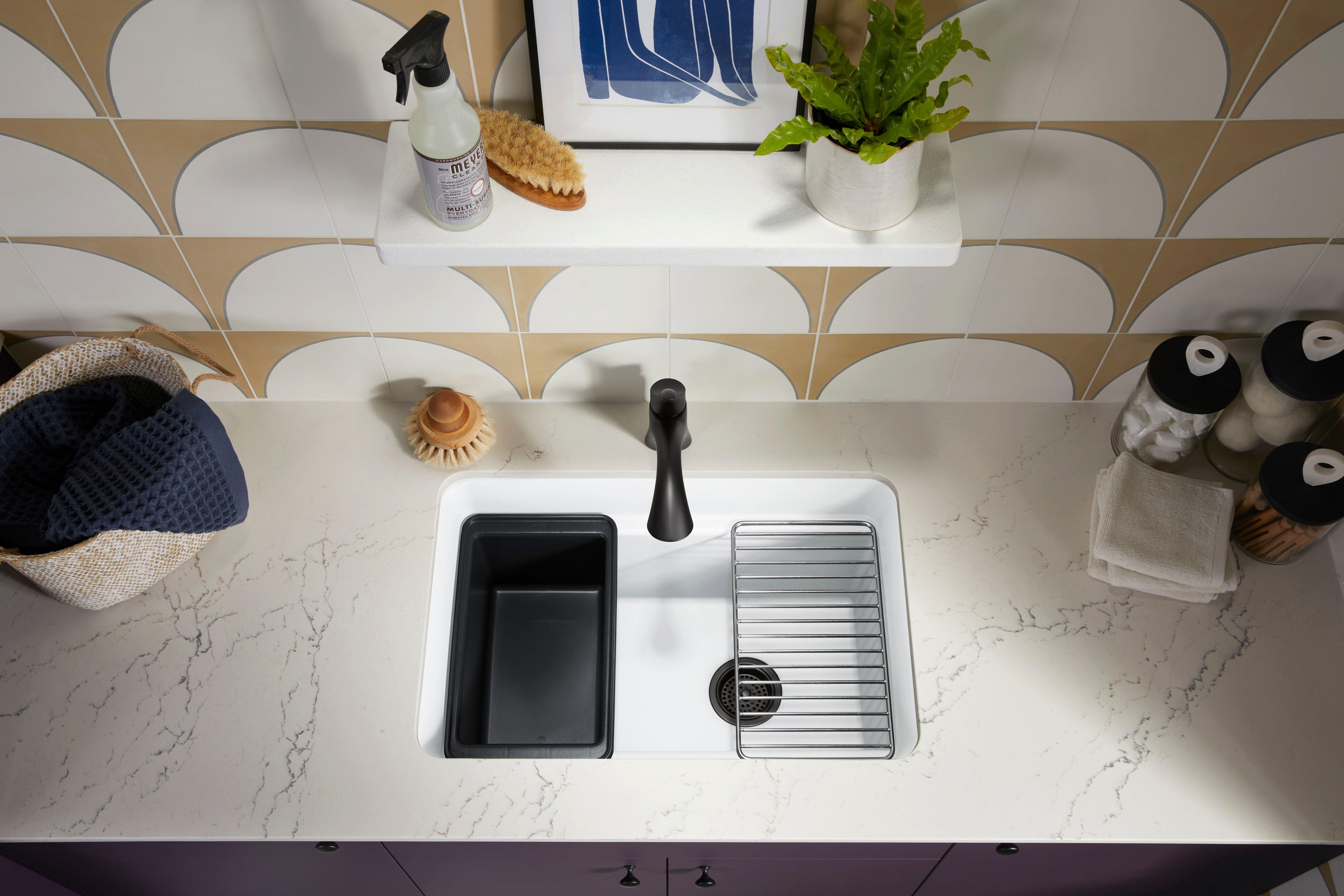 KOHLER Matte White 27-1/2 x 18-5/16 in. Undermount Laundry Sink 