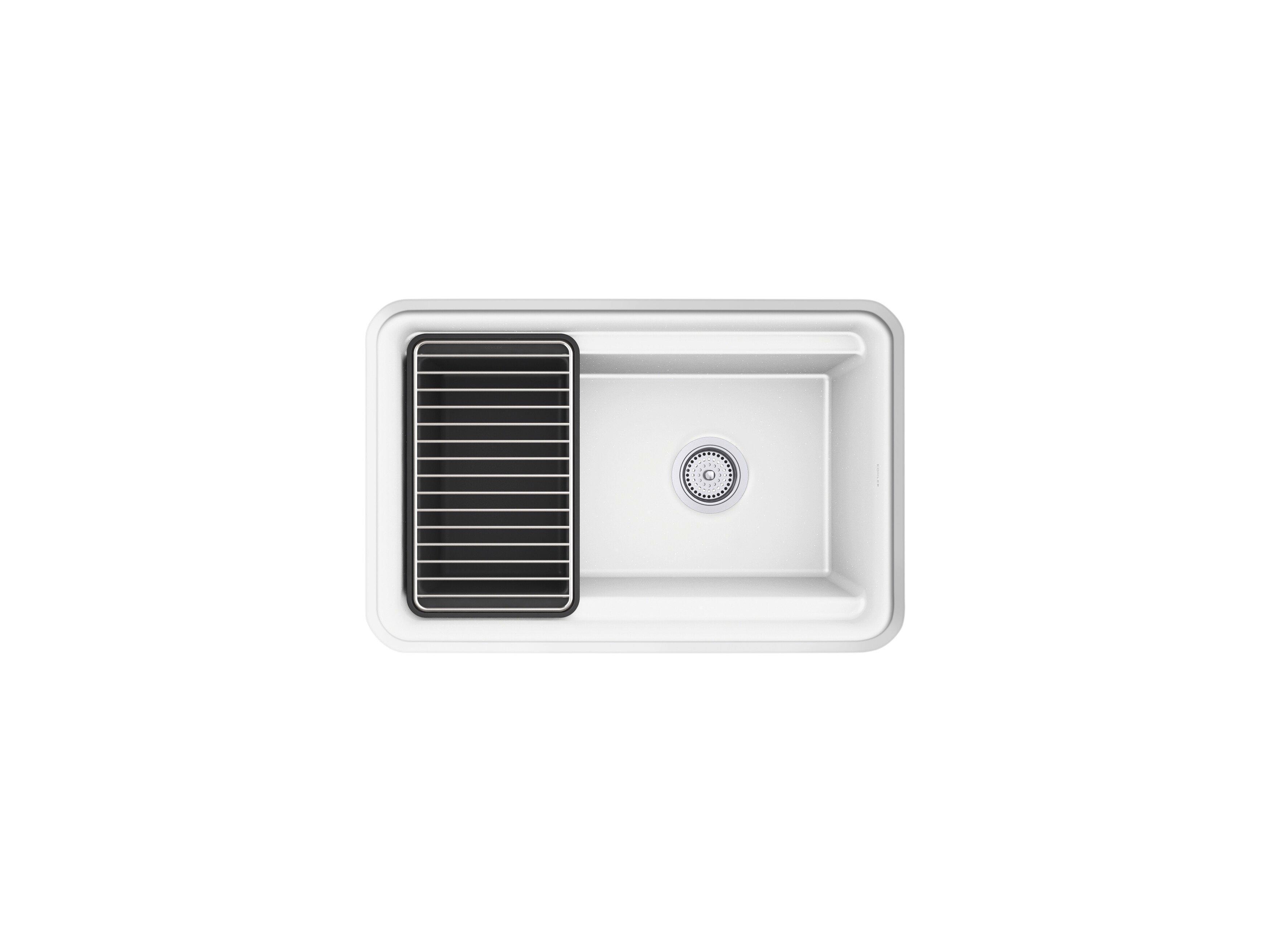 KOHLER Matte White 27-1/2 x 18-5/16 in. Undermount Laundry Sink 
