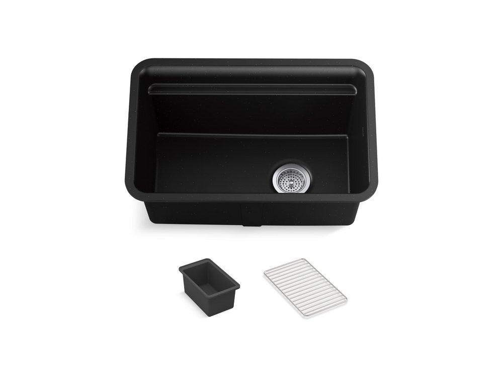 KOHLER Matte Black 27-1/2 x 18-5/16 in. Undermount Laundry Sink 