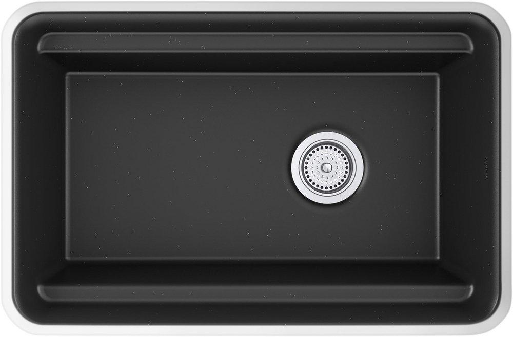 KOHLER Matte Black 27-1/2 x 18-5/16 in. Undermount Laundry Sink 