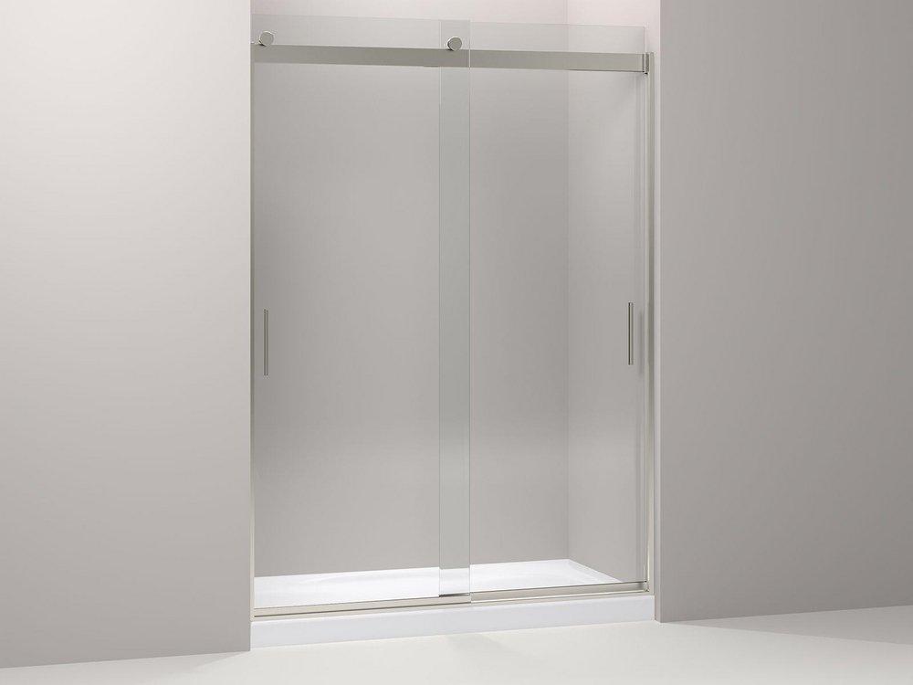 78-1/4 x 59-5/8 in. Frameless Sliding Shower Door in Brushed Nickel 