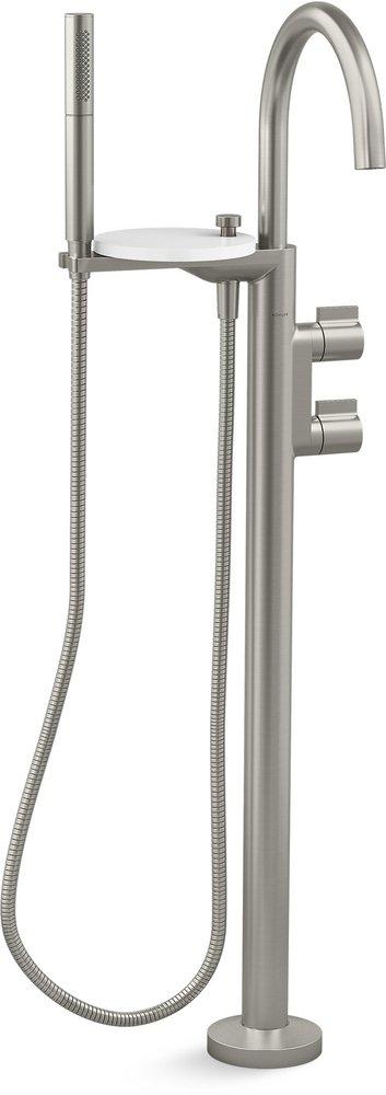 KOHLER Vibrant&reg; Brushed Nickel Two Handle Knob Floor Mount Filler (Trim Only) 