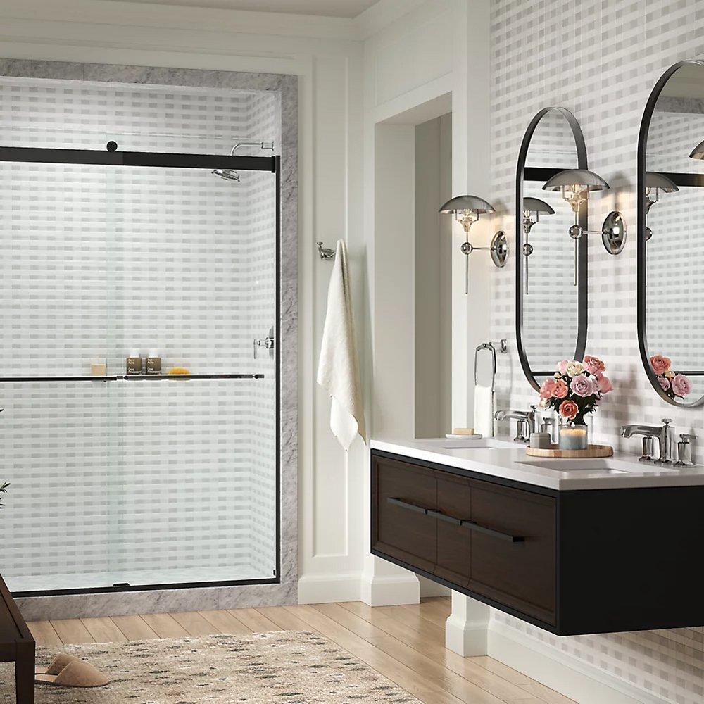 KOHLER Anodized Brushed Nickel 81-5/8 x 59-5/8 in. Frameless Sliding Shower Door 